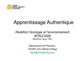 Apprentissage Authentique