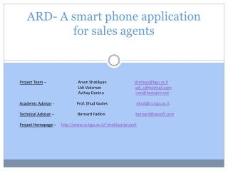 ARD- A smart phone application for sales agents