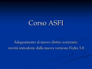 Corso ASFI