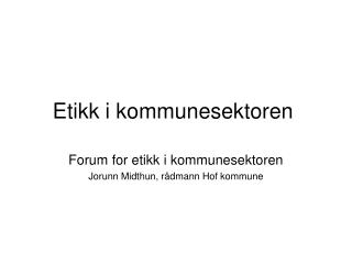 Etikk i kommunesektoren