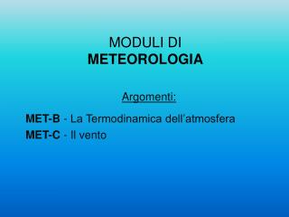 MODULI DI METEOROLOGIA