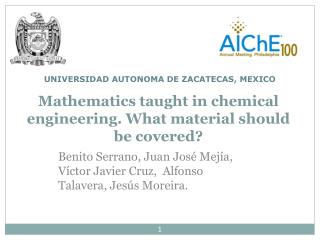 Mathematics taught in chemical engineering. What material should be covered?