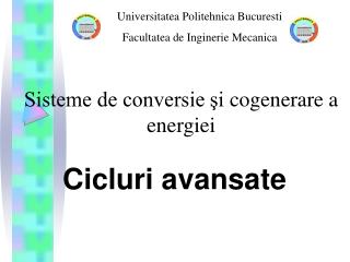 Sisteme de conversie şi c ogenerare a energiei