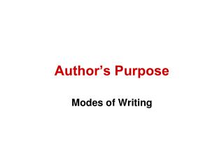 Author’s Purpose