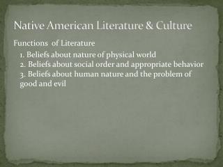 Native American Literature &amp; Culture