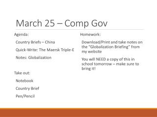 March 25 – Comp Gov