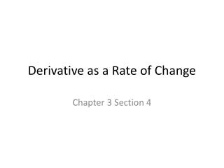 Derivative as a Rate of Change