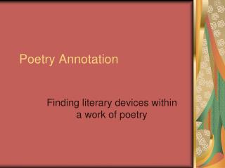 Poetry Annotation