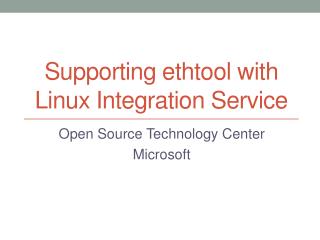 Supporting ethtool with Linux Integration Service