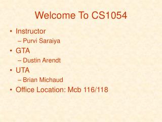 Welcome To CS1054
