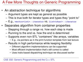 A Few More Thoughts on Generic Programming