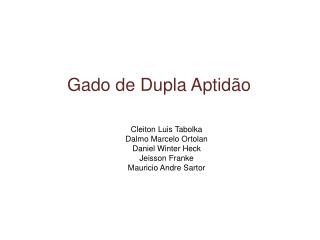 Gado de Dupla Aptidão