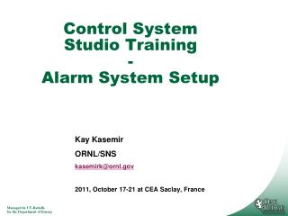 Control System Studio Training - Alarm System Setup