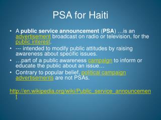 PSA for Haiti