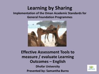 Effective Assessment Tools to measure / evaluate Learning Outcomes – English Dhofar University