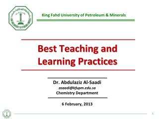 Best Teaching and Learning Practices