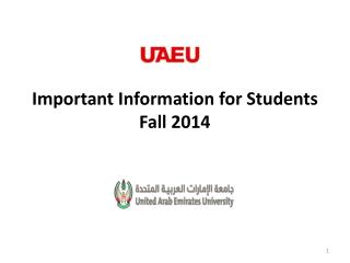 Important Information for Students Fall 2014