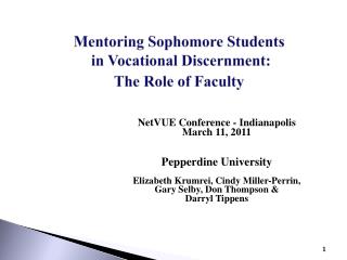 Mentoring Sophomore Students in Vocational Discernment: The Role of Faculty