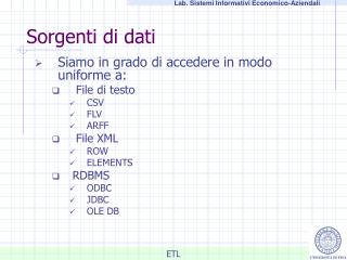 Sorgenti di dati