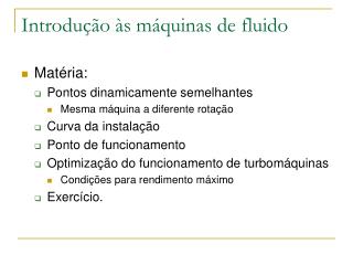 Introdução às máquinas de fluido