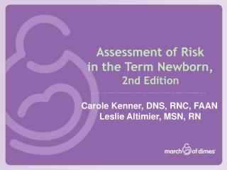 Assessment of Risk in the Term Newborn, 2nd Edition