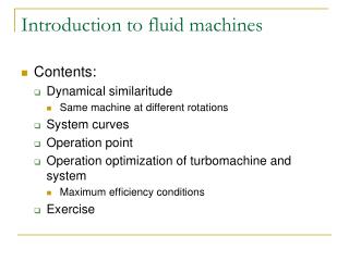 Introduction to fluid machines