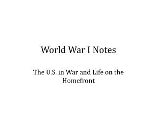 World War I Notes