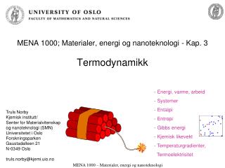 MENA 1000; Materialer, energi og nanoteknologi - Kap. 3 Termodynamikk