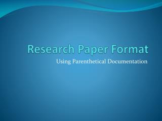 Research Paper Format