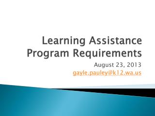 Learning Assistance Program Requirements