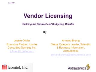 Vendor Licensing Tackling the Contract and Budgeting Monster