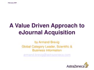 A Value Driven Approach to eJournal Acquisition