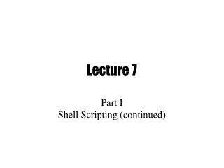 Lecture 7