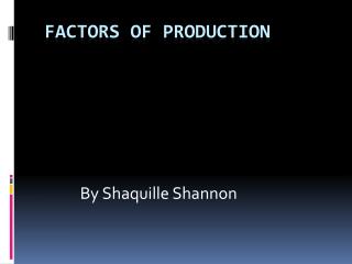 Factors Of Production