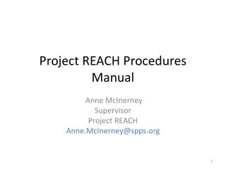 Project REACH Procedures Manual
