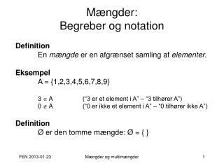 Mængder: Begreber og notation