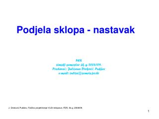 Podjela sklopa - nastavak