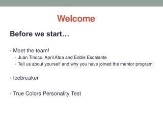 Welcome