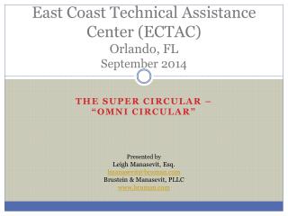 East Coast Technical Assistance Center (ECTAC) Orlando, FL September 2014