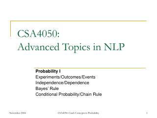 CSA4050: Advanced Topics in NLP