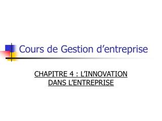 Cours de Gestion d’entreprise