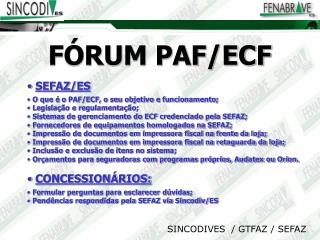 FÓRUM PAF/ECF