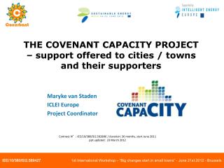 THE COVENANT CAPACITY PROJECT – support offered to cities / towns and their supporters