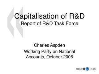 Capitalisation of R&amp;D Report of R&amp;D Task Force
