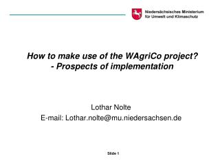 How to make use of the WAgriCo project? - Prospects of implementation