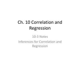Ch. 10 Correlation and Regression