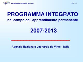 PROGRAMMA INTEGRATO nel campo dell’apprendimento permanente 2007-2013 ___________________
