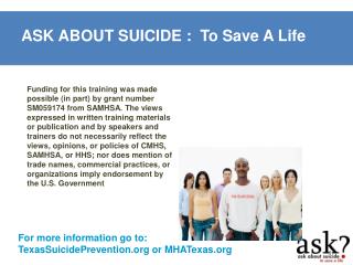 ASK ABOUT SUICIDE : To Save A Life