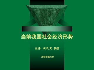 当前我国社会经济形势 主讲： 谈民宪 教授