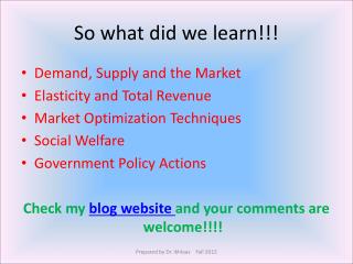 So what did we learn!!!